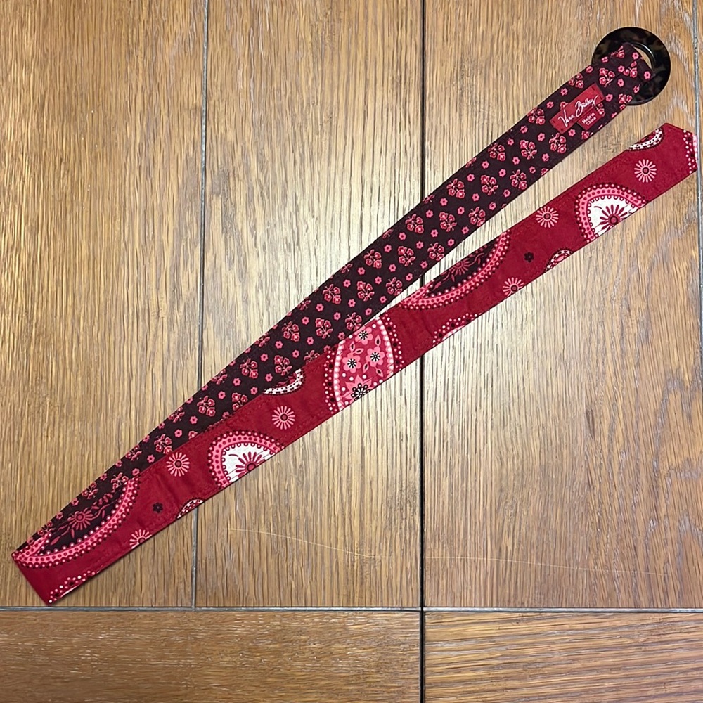 Vera Bradley Reversible Belt- Mesa Red with Tortoiseshell Buckle EUC